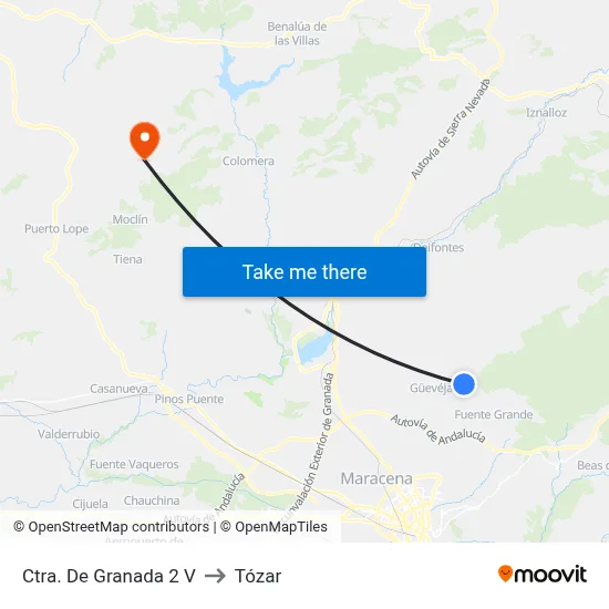 Ctra. De Granada 2 V to Tózar map