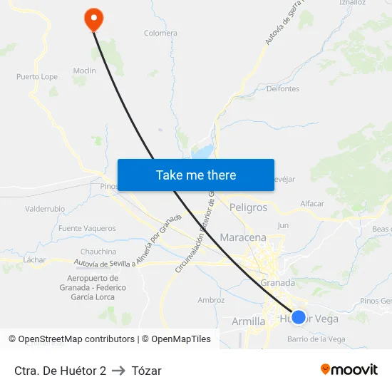 Ctra. De Huétor 2 to Tózar map