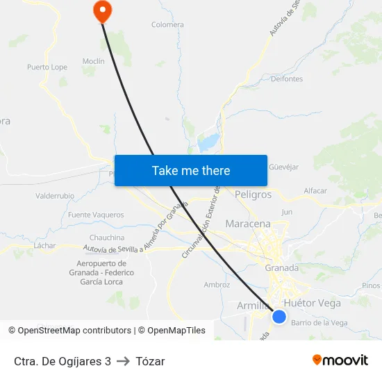 Ctra. De Ogíjares 3 to Tózar map