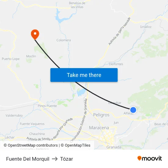 Fuente Del Morquil to Tózar map