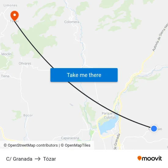C/ Granada to Tózar map