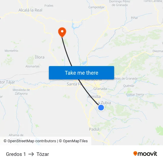 Gredos 1 to Tózar map