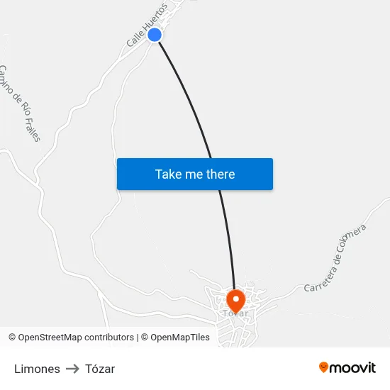 Limones to Tózar map