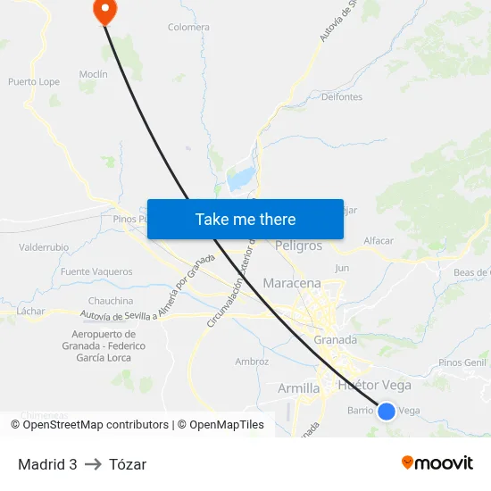 Madrid 3 to Tózar map