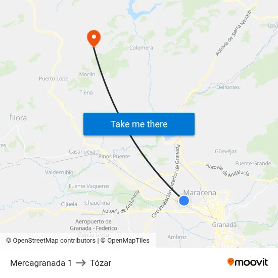Mercagranada 1 to Tózar map