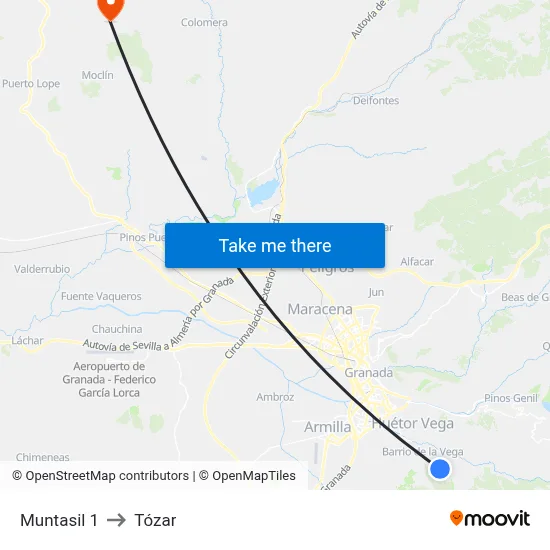 Muntasil 1 to Tózar map