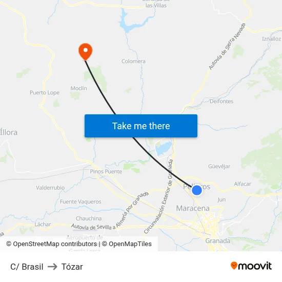 C/ Brasil to Tózar map