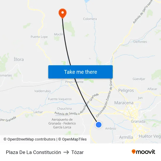 Plaza De La Constitución to Tózar map