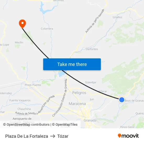 Plaza De La Fortaleza to Tózar map
