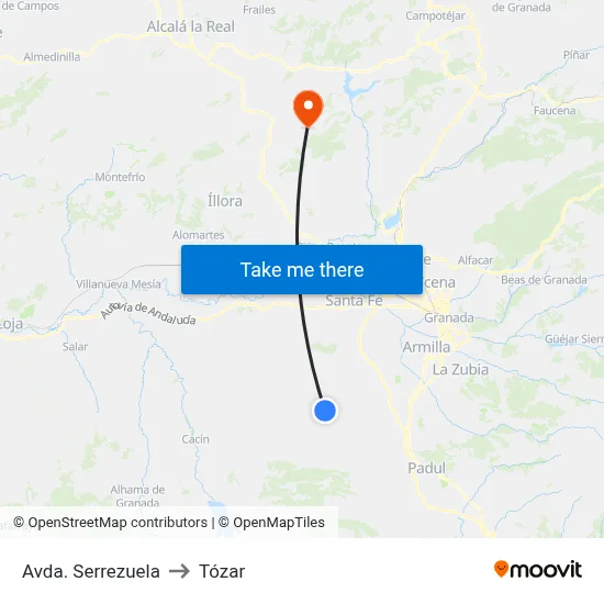 Avda. Serrezuela to Tózar map