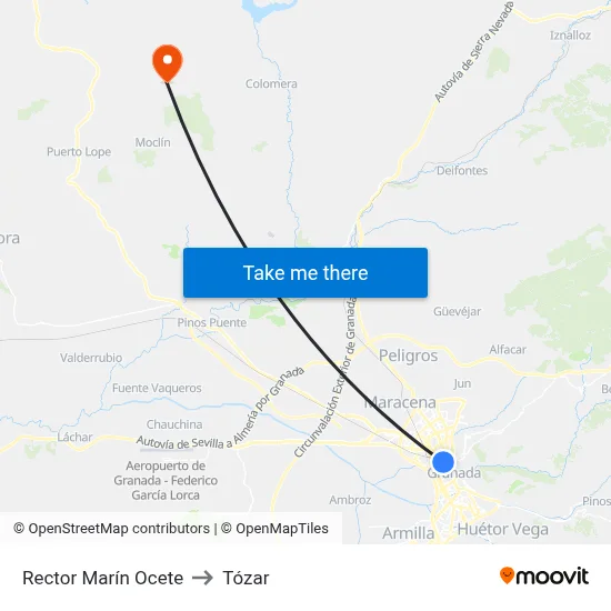 Rector Marín Ocete to Tózar map