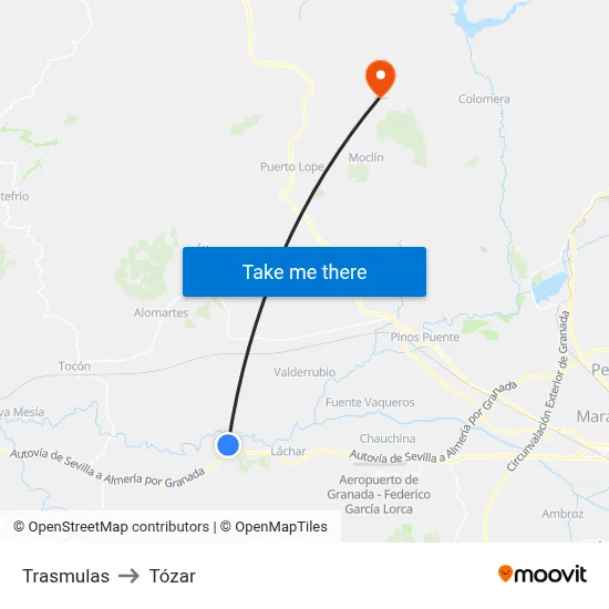 Trasmulas to Tózar map