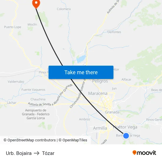 Urb. Bojaira to Tózar map