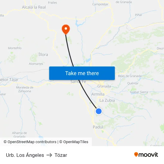 Urb. Los Ángeles to Tózar map