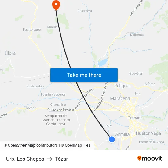 Urb. Los Chopos to Tózar map