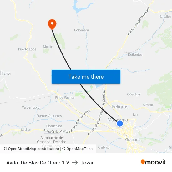 Avda. De Blas De Otero 1 V to Tózar map