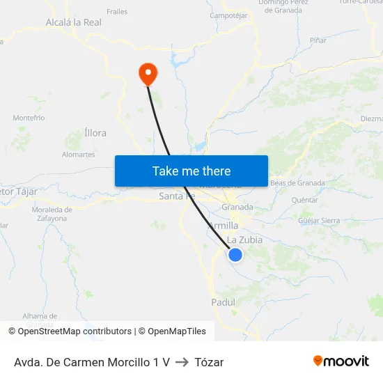 Avda. De Carmen Morcillo 1 V to Tózar map