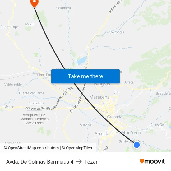 Avda. De Colinas Bermejas 4 to Tózar map