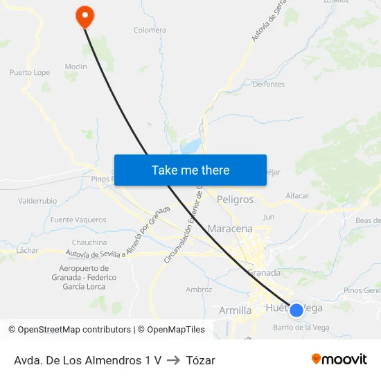 Avda. De Los Almendros 1 V to Tózar map