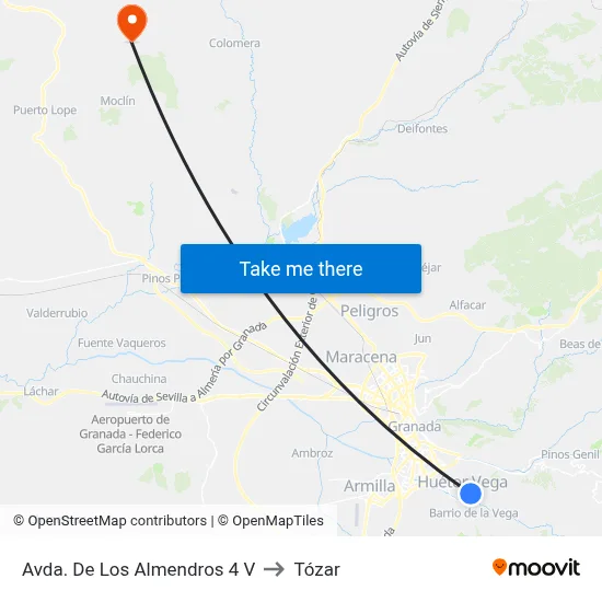 Avda. De Los Almendros 4 V to Tózar map