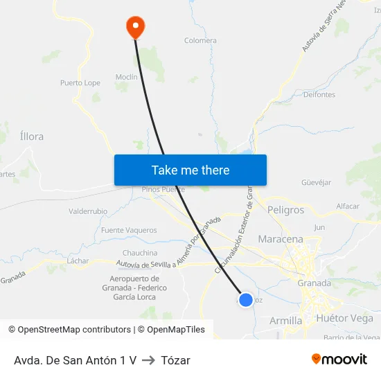 Avda. De San Antón 1 V to Tózar map