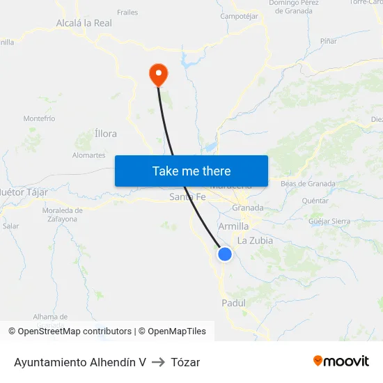 Ayuntamiento Alhendín V to Tózar map