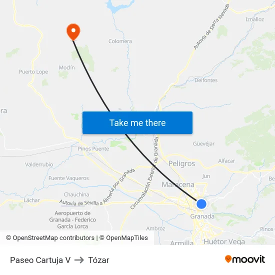 Paseo Cartuja V to Tózar map