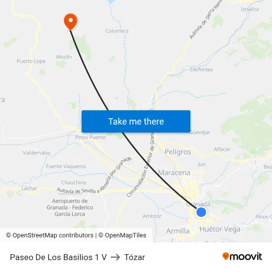 Paseo De Los Basilios 1 V to Tózar map