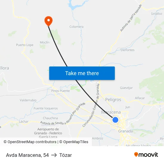 Avda Maracena, 54 to Tózar map