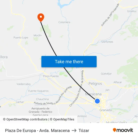 Plaza De Europa - Avda. Maracena to Tózar map