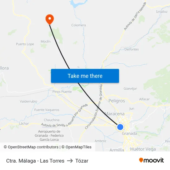 Ctra. Málaga - Las Torres to Tózar map