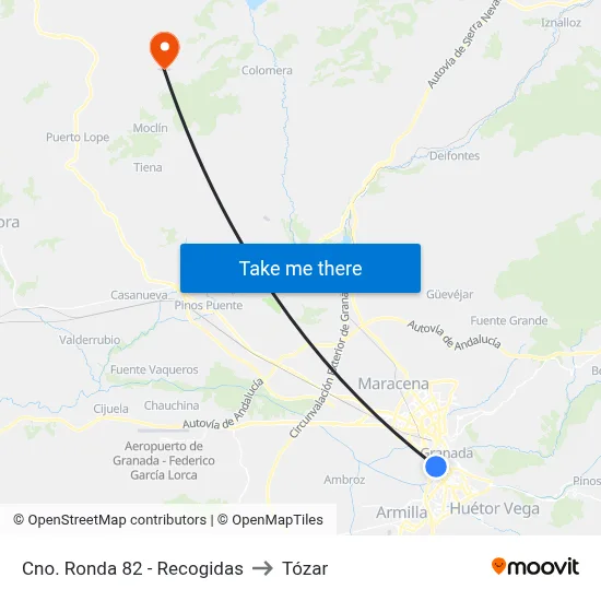 Cno. Ronda 82 - Recogidas to Tózar map