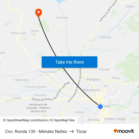 Cno. Ronda 130 - Méndez Núñez to Tózar map
