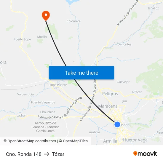 Cno. Ronda 148 to Tózar map