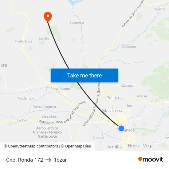 Cno. Ronda 172 to Tózar map