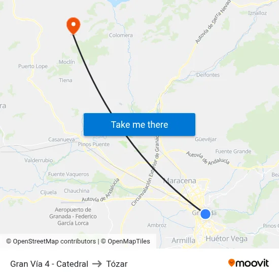 Gran Vía 4 - Catedral to Tózar map