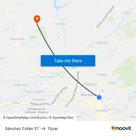 Sánchez Cotán 37 to Tózar map