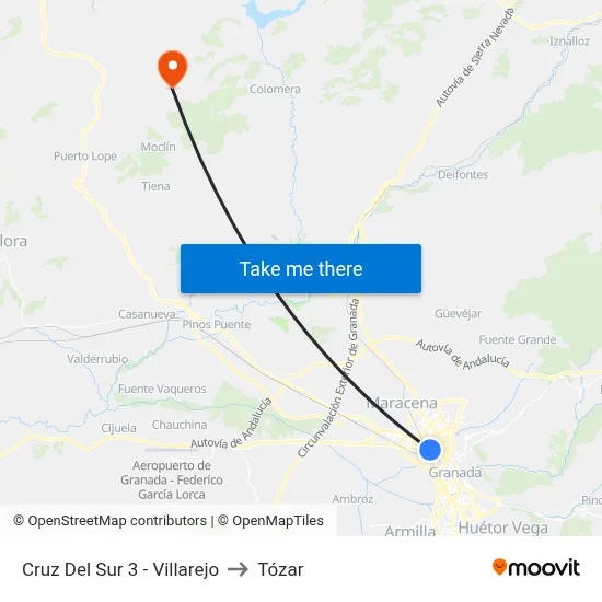 Cruz Del Sur 3 - Villarejo to Tózar map