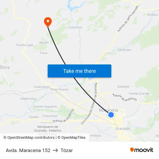 Avda. Maracena 152 to Tózar map
