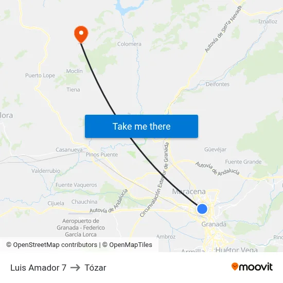 Luis Amador 7 to Tózar map