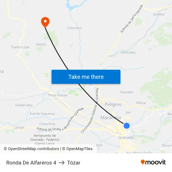 Ronda De Alfareros 4 to Tózar map