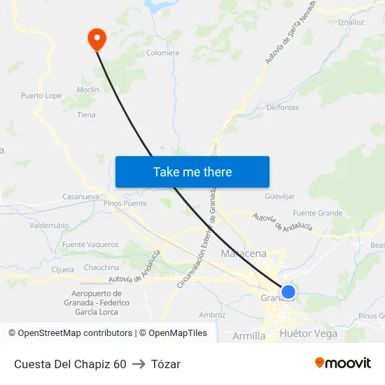 Cuesta Del Chapiz 60 to Tózar map