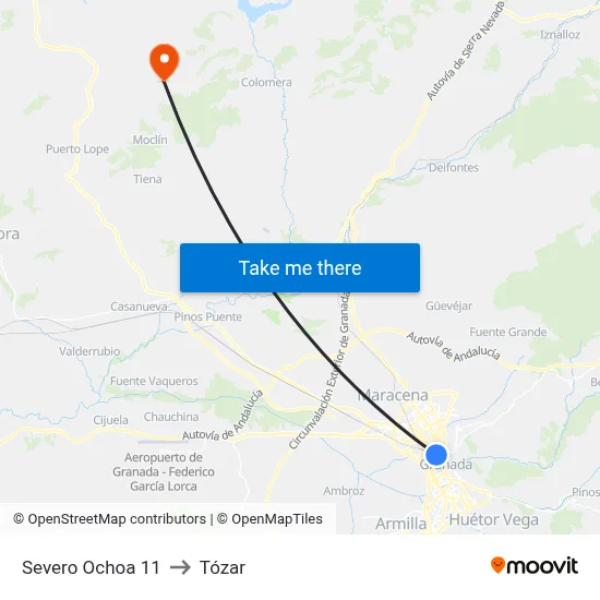 Severo Ochoa 11 to Tózar map