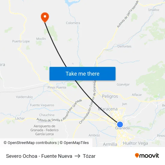 Severo Ochoa - Fuente Nueva to Tózar map