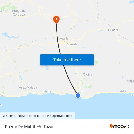 Puerto De Motril to Tózar map