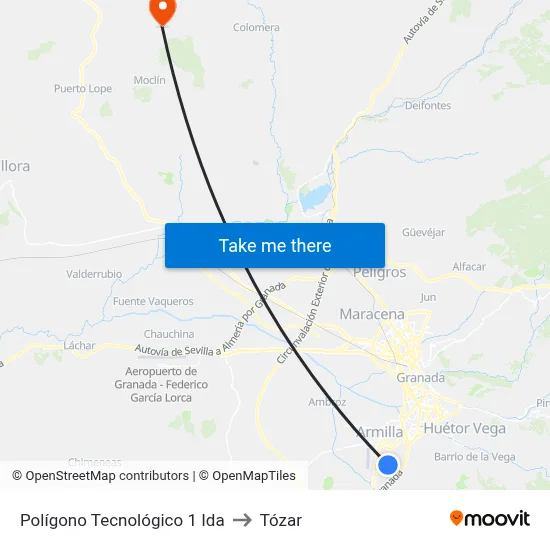 Polígono Tecnológico 1 Ida to Tózar map