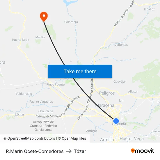 R.Marín Ocete-Comedores to Tózar map