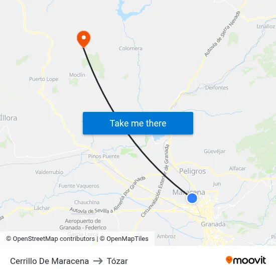 Cerrillo De Maracena to Tózar map