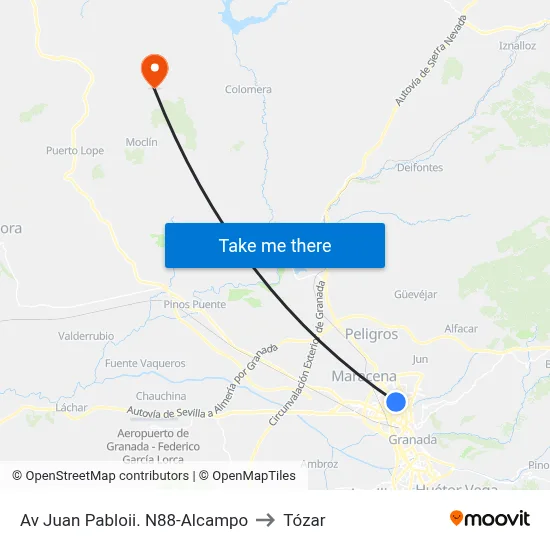 Av Juan Pabloii. N88-Alcampo to Tózar map