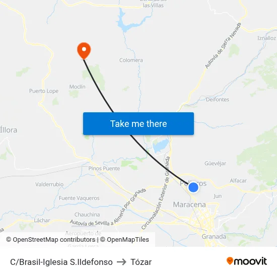 C/Brasil-Iglesia S.Ildefonso to Tózar map